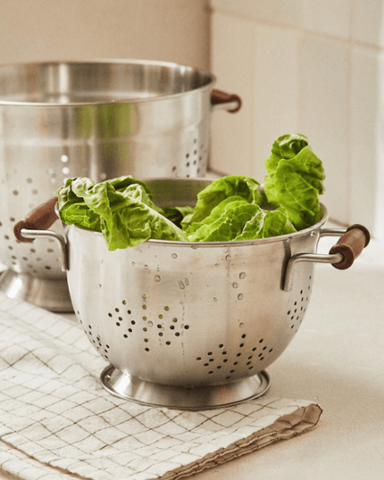 Steel Colander with Wooden Handle (Small)