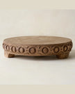 Antiqued Carved Wood Round Riser