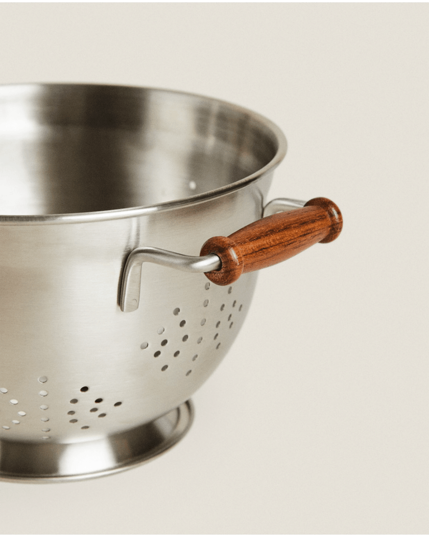 Steel Colander with Wooden Handle (Small)