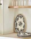 Floral Earthenware Serving Platter in Black