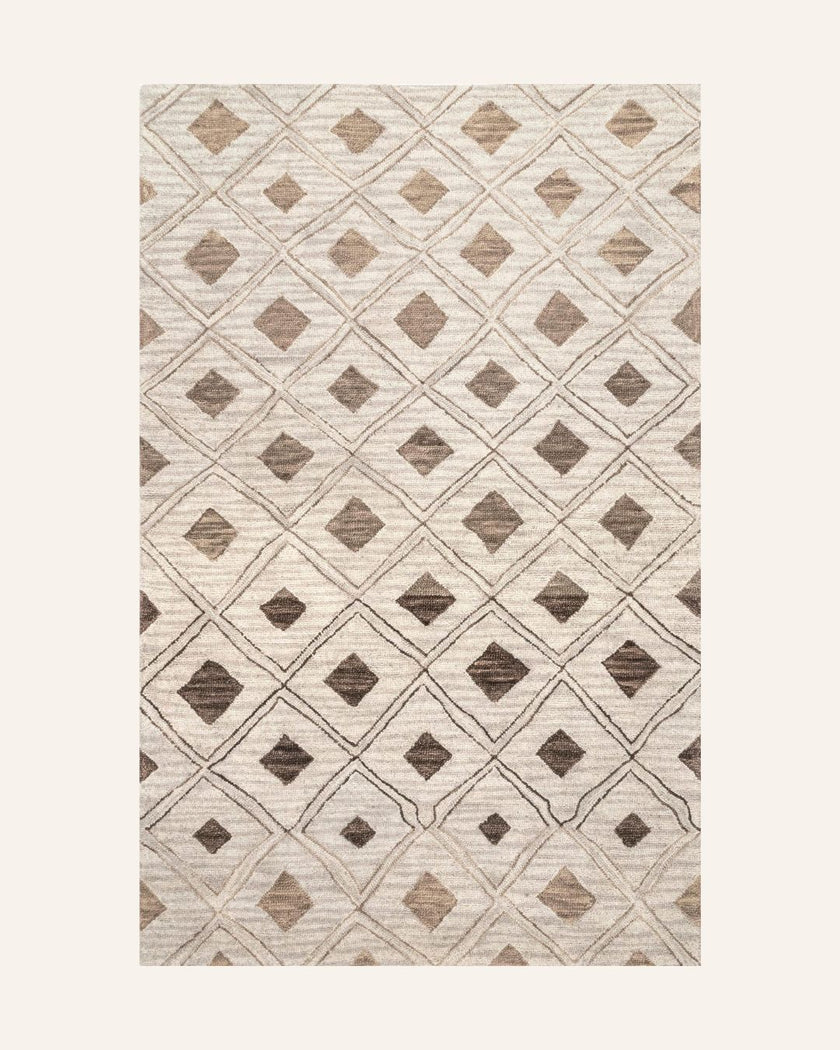 Coco Trellis Wool Rug | Beige (5' x 8' | 150cm × 240 cm