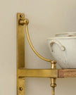 Double Parker Brass and Wood Shelf
