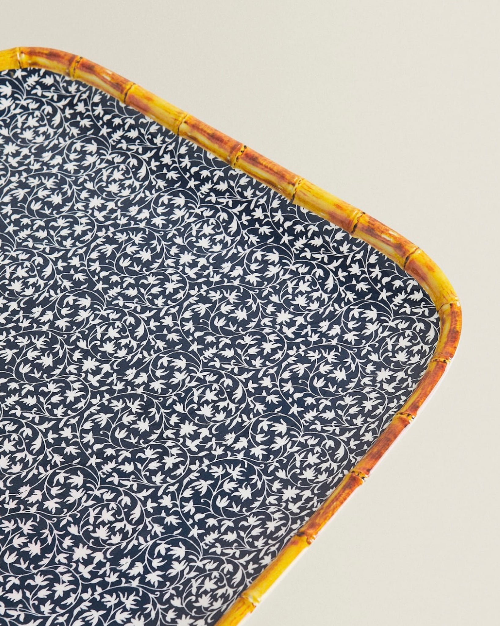 Floral Tray with Bamboo Design