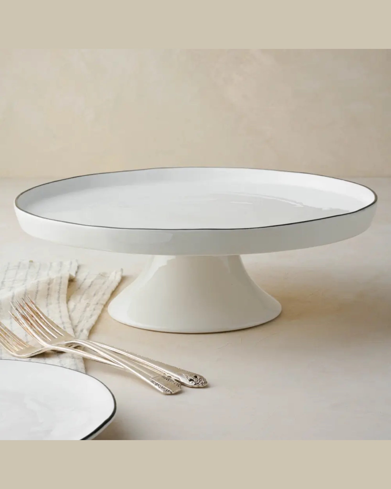 Magnolia Black Rim Ceramic Cake Stand