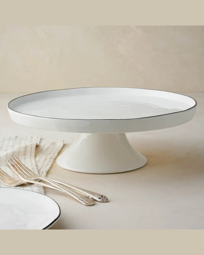 Magnolia Black Rim Ceramic Cake Stand