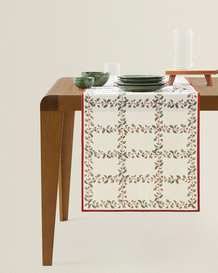 Floral Check Table Runner (50 cm x 160 cm)