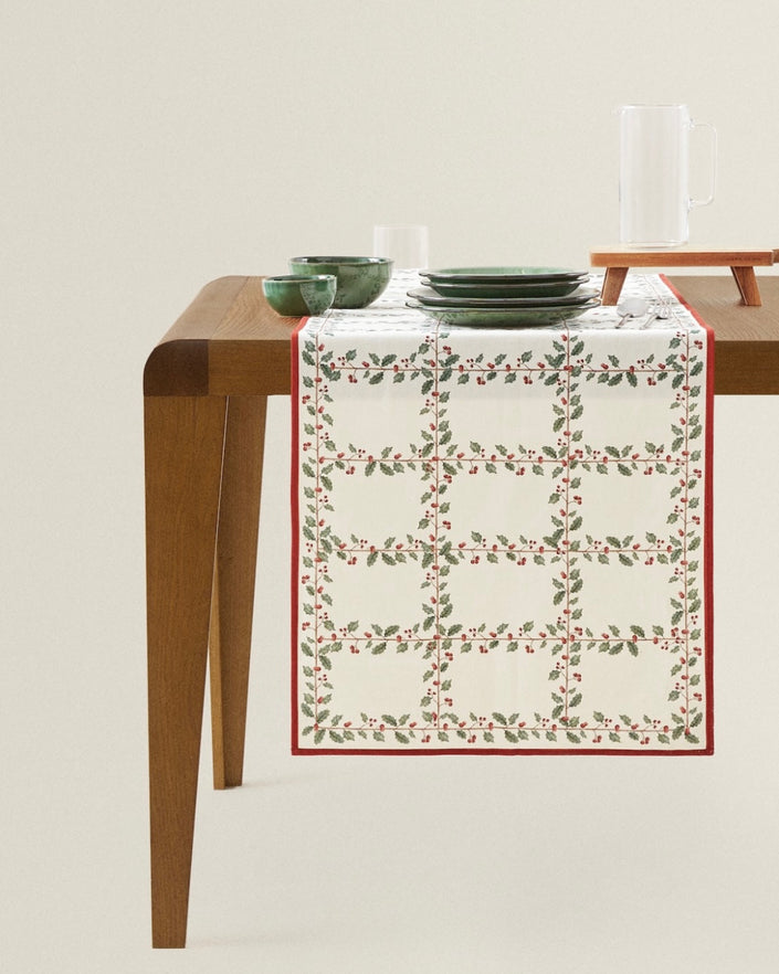 Floral Check Table Runner (50 cm x 160 cm)