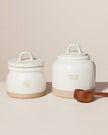 7oz Stoneware Crock Tea Canister Cream/Clay