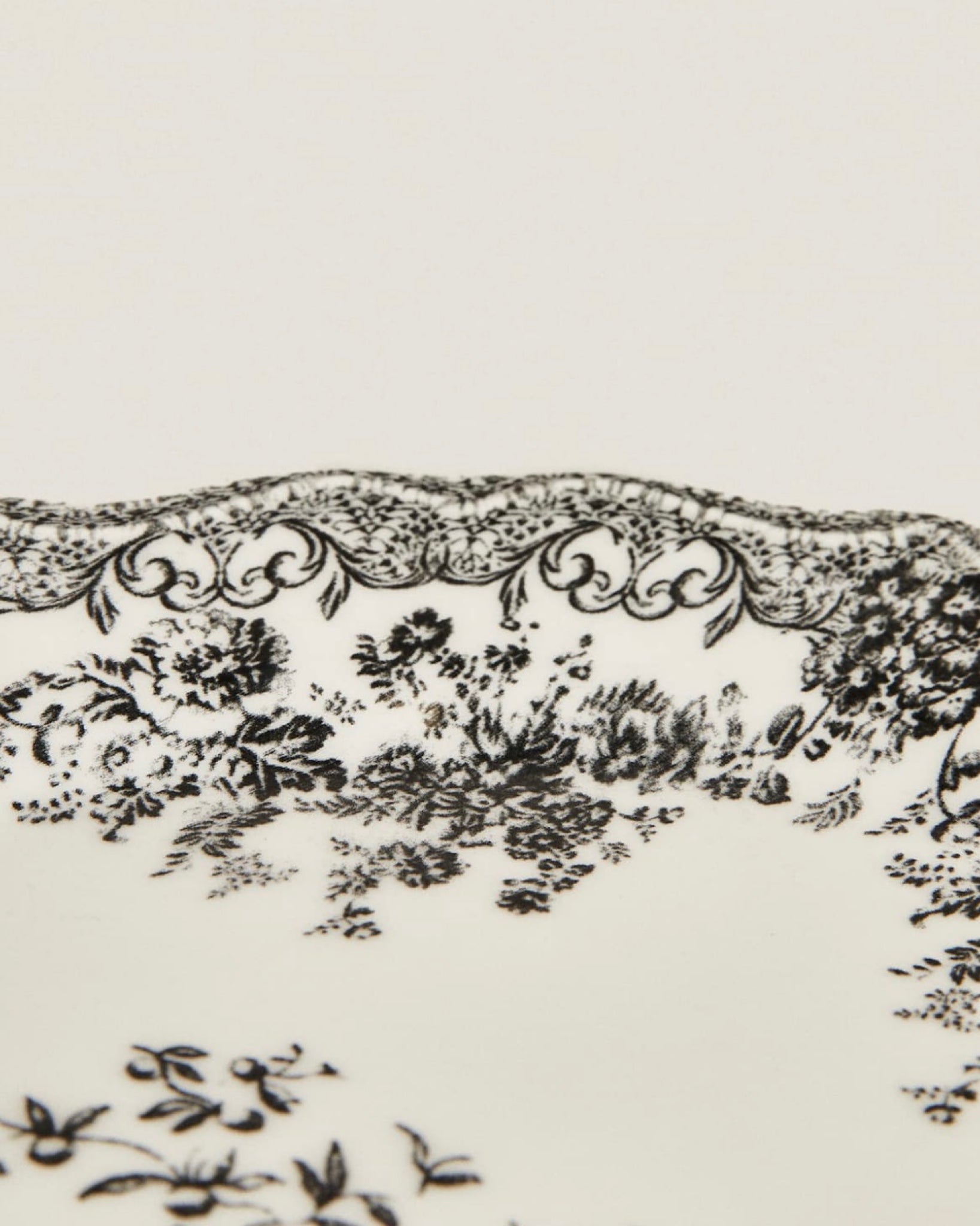 Floral Earthenware Serving Platter in Black