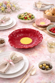 Pastel Plate Petals Deep Serving Dish 30cm (Soft Beige, Sunflower Yellow, Ruby Berry)
