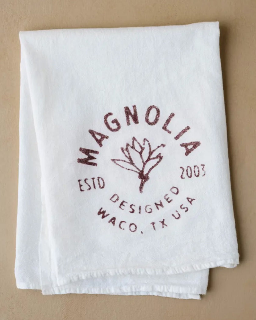 Magnolia Flower Stamp Tea Towel