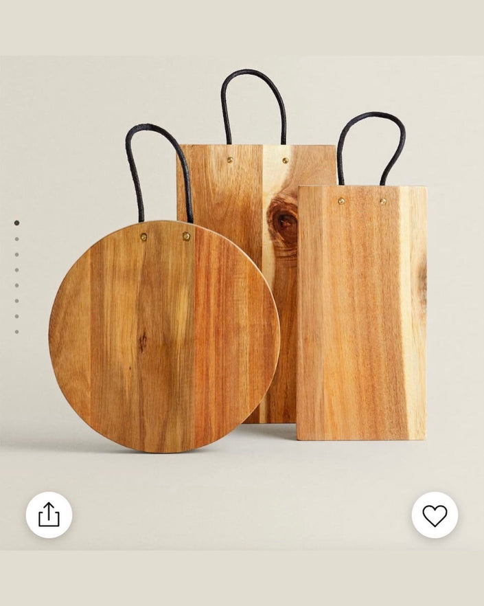 [imperfect] Wooden Cutting & Serving Board with Leather Handle