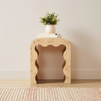 Burlwood Look Side Table