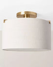 Fabric Shade Semi-Flush Mount Ceiling Light Brass/Oatmeal