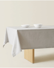 Cotton Jacquard Tablecloth in Light Grey (Round 165cm)
