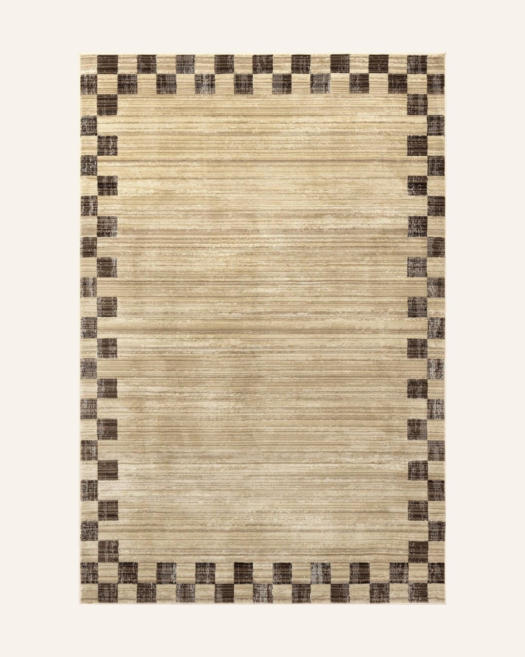 Pompeii Checked Border Rug | Brown (4' x 6'5