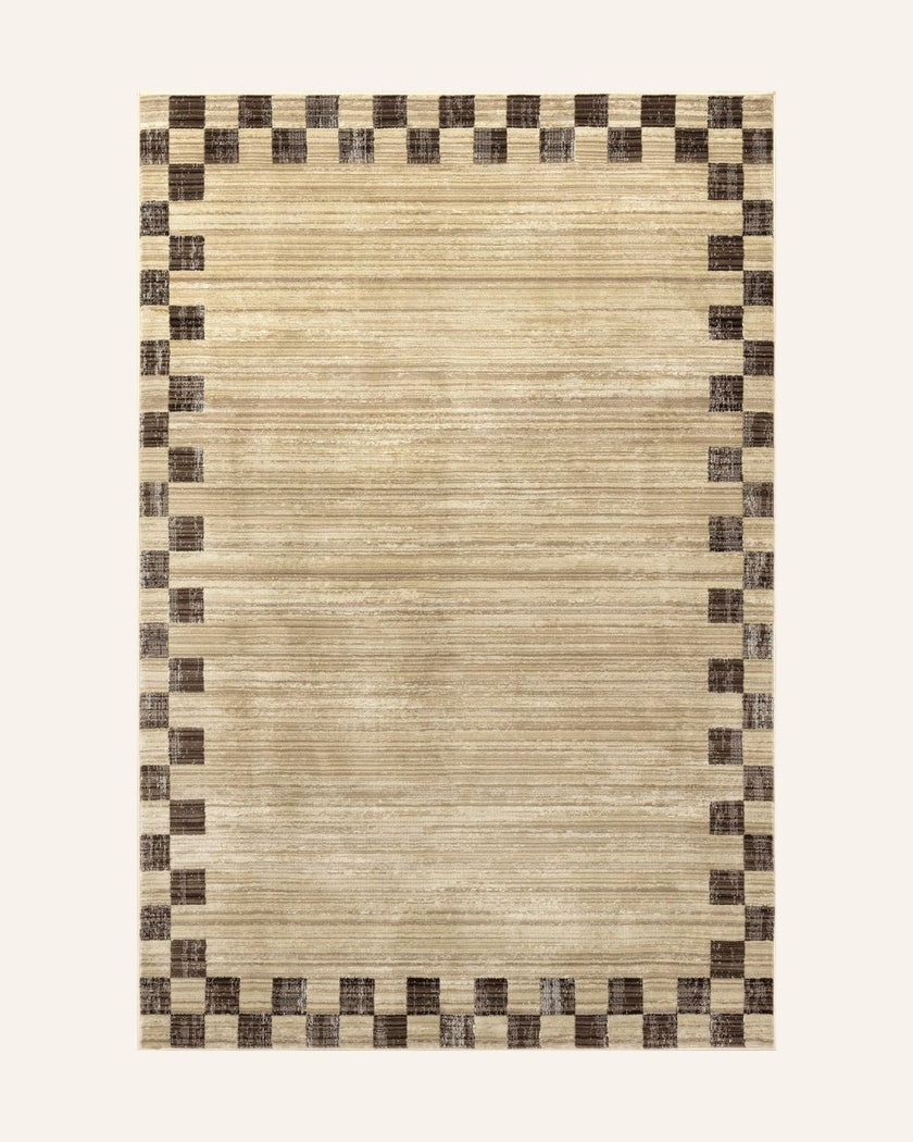 Pompeii Checked Border Rug | Brown (4' x 6'5