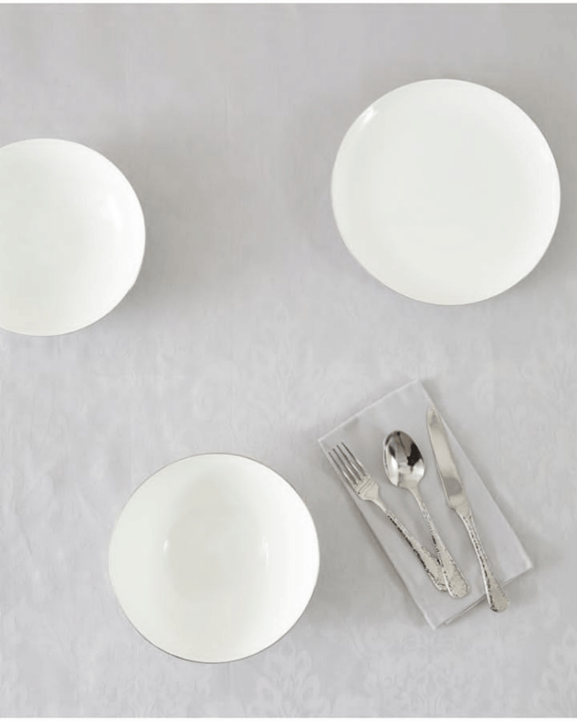 Cotton Jacquard Tablecloth in Light Grey (Round 165cm)