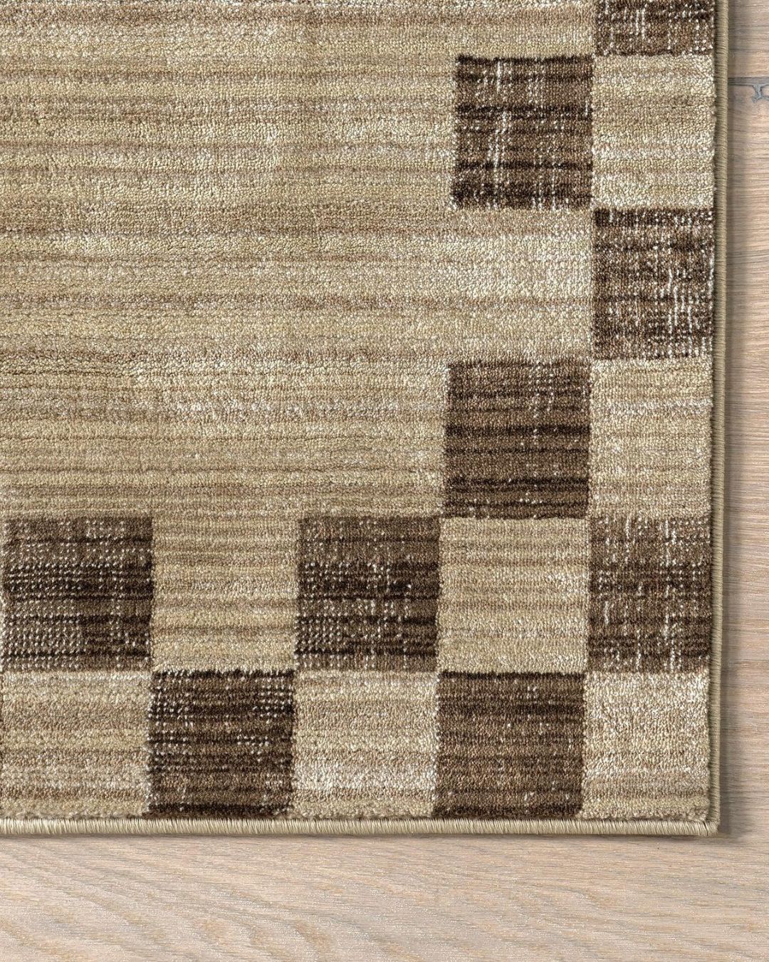 Pompeii Checked Border Rug | Brown (4' x 6'5