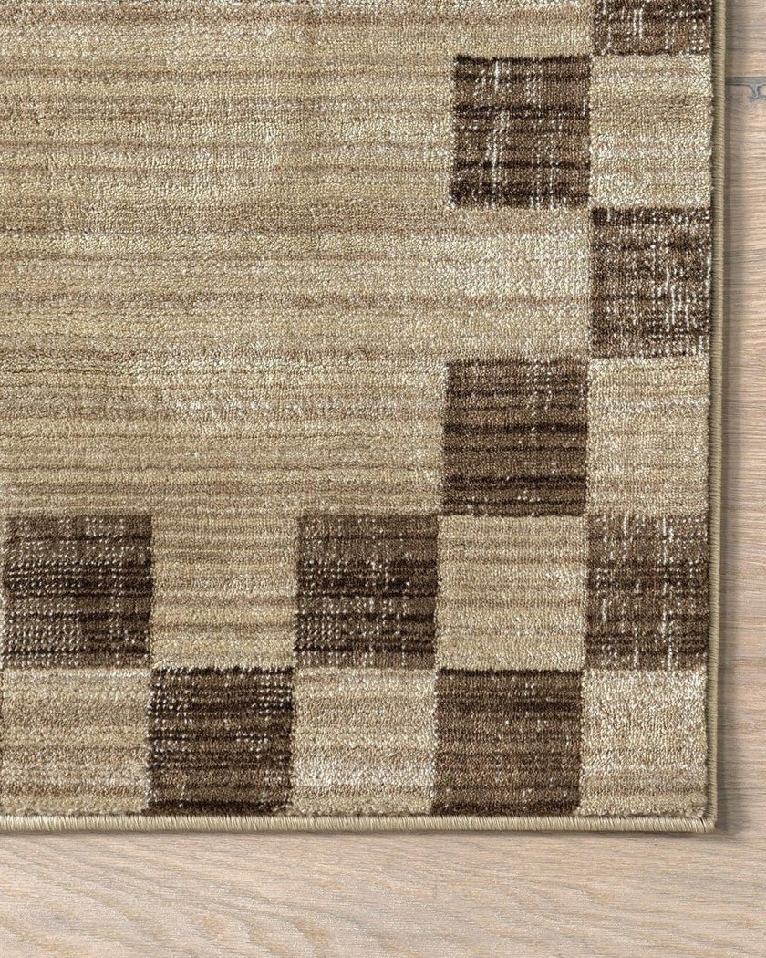 Pompeii Checked Border Rug | Brown (4' x 6'5