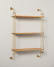 Wood & Brass Decorative 3-Tier Wall Shelf