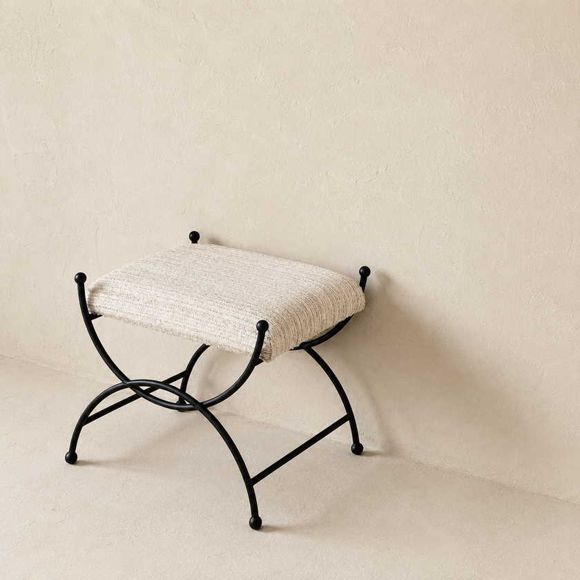 French Vintage Celeste Bench Ottoman Stool