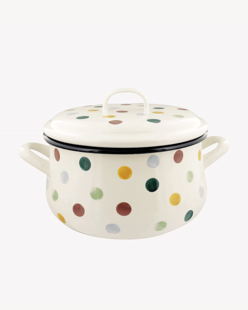 Polka Dot Medium Enamel Cooking Casserole Pot