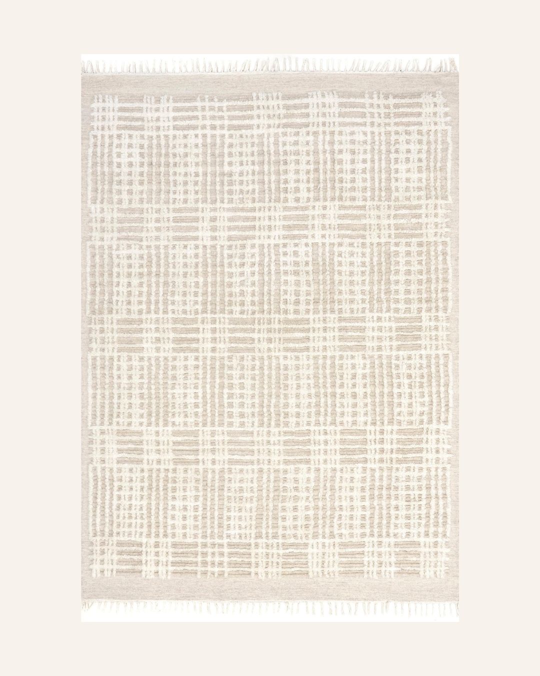 Crissy Crosshatch Shag Rug (Beige) (4' x 6' | 122cm x 183cm)