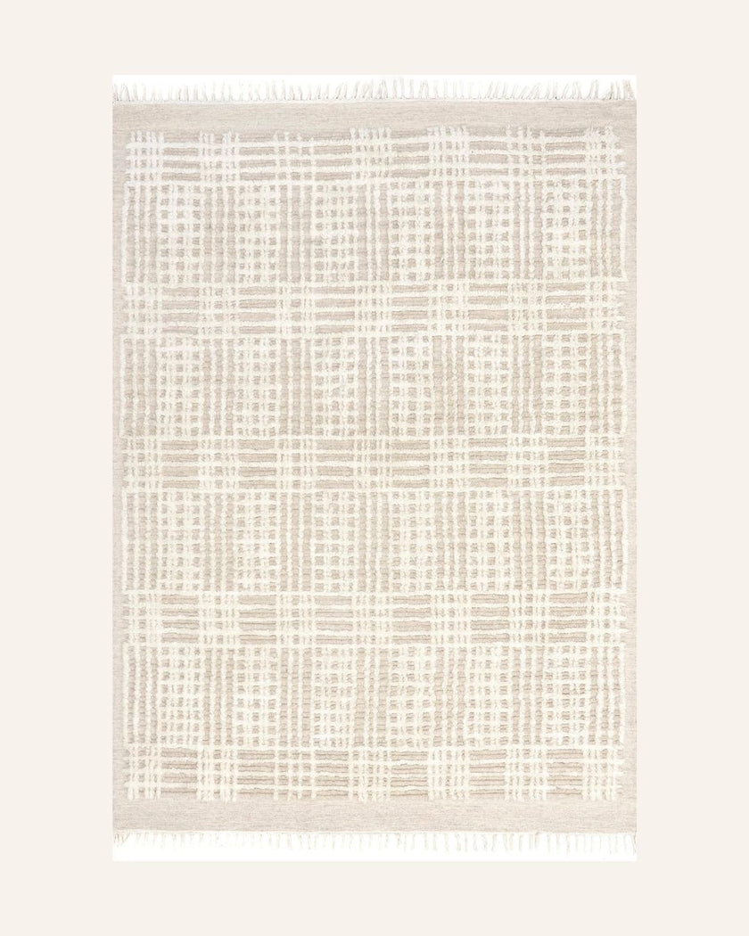 Crissy Crosshatch Shag Rug (Beige) (4' x 6' | 122cm x 183cm)