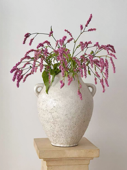 Rebecca Textured Distressed Vanilla Ceramic Vase
