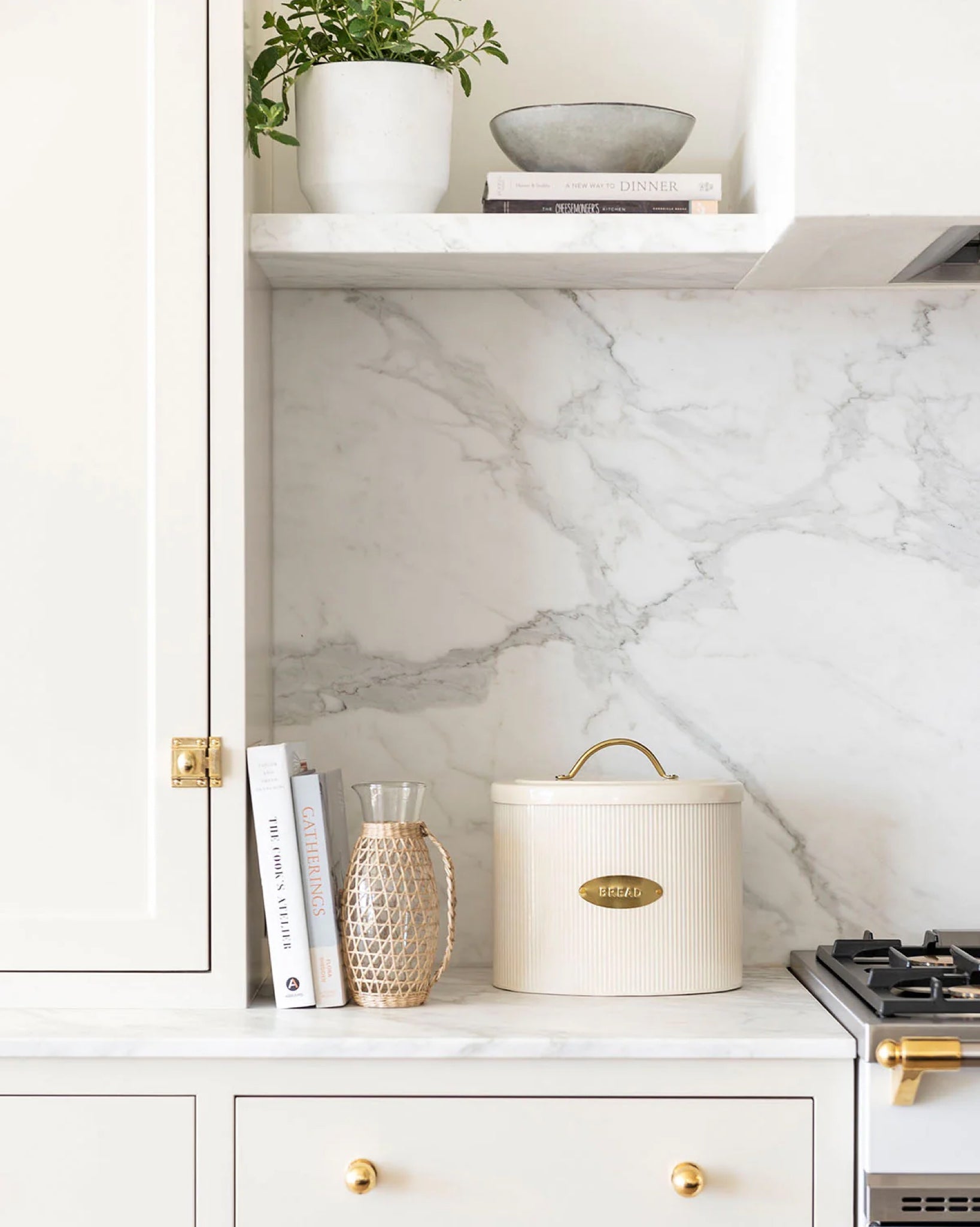 Brass Detailed Metal Bread Box Bin