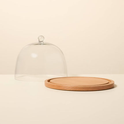 Wood and Glass Cake Stand
