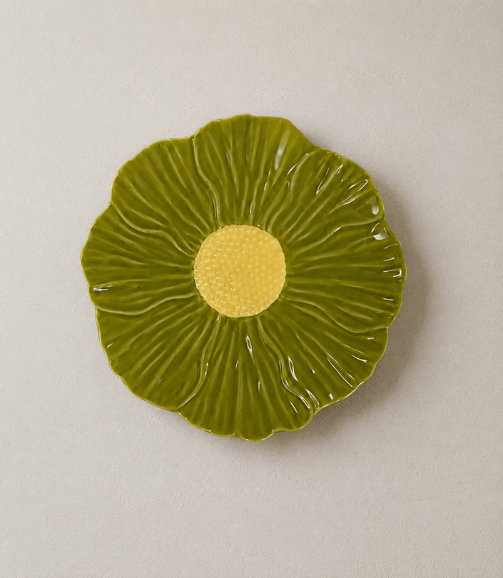 Floral Green Dessert Plate