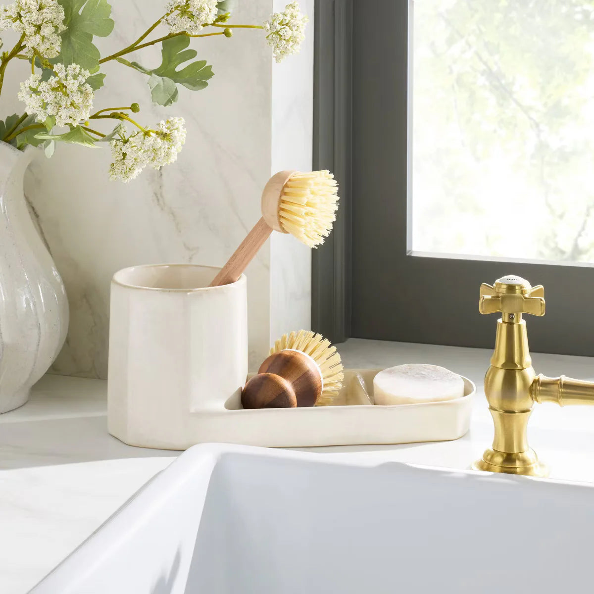 Stoneware Sink Caddy Sour Cream