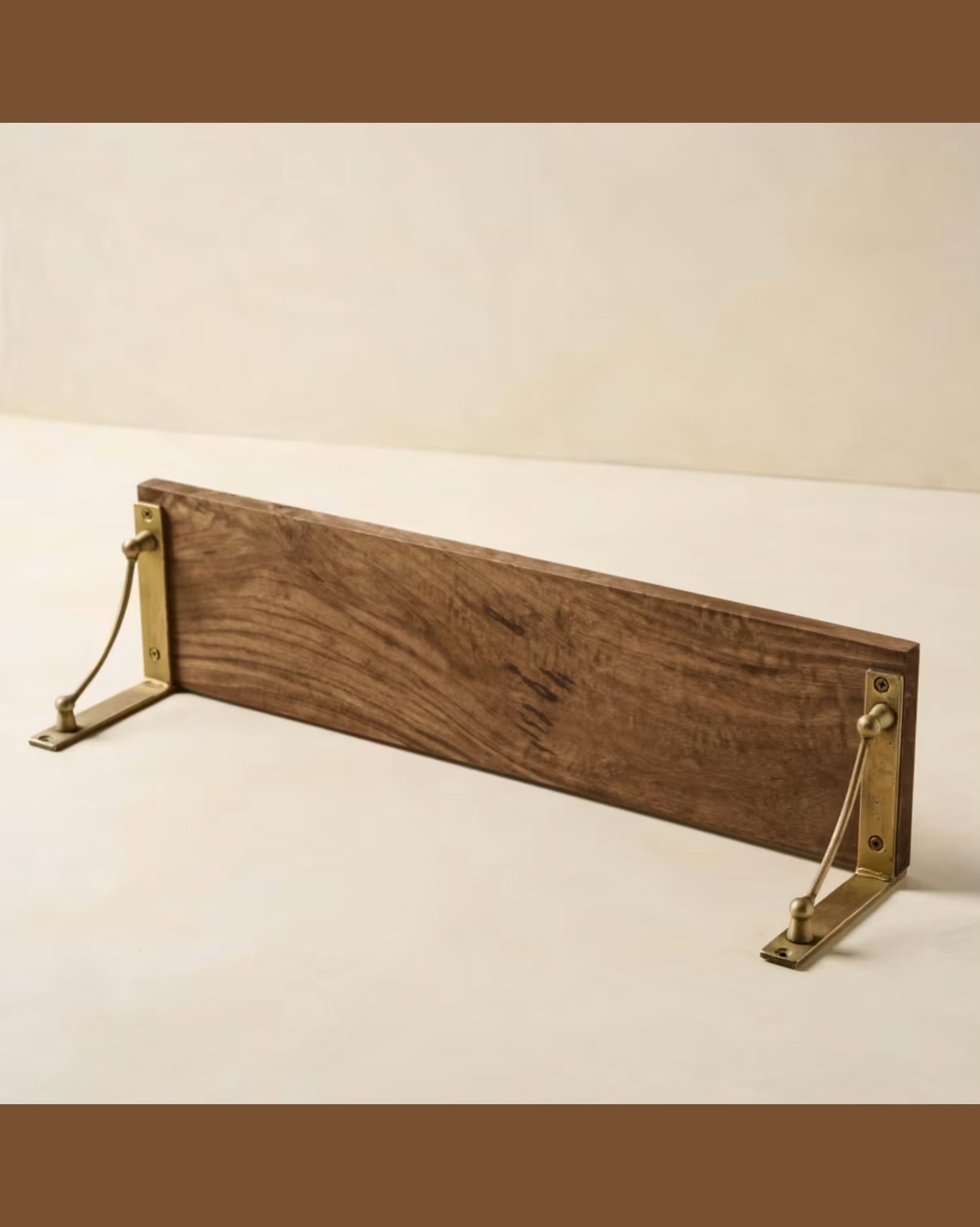 Single Parker Brass and Wood Shelf