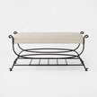Metal Bench Brown Metal Performance Stripe Fabric Brown Metal