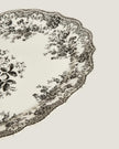 Floral Earthenware Serving Platter in Black