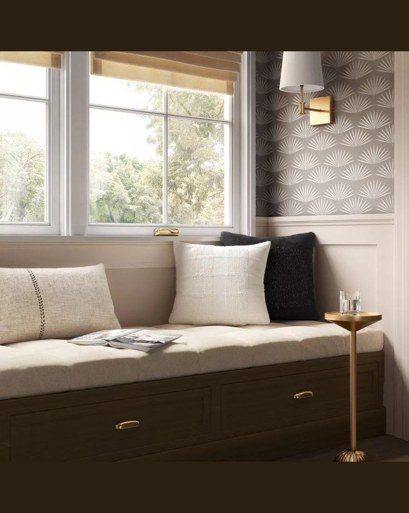 Oversized Stitched Lumbar Throw Pillow Neutral