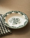 Floral Earthenware Dinnerware Set in Dark Olive Green