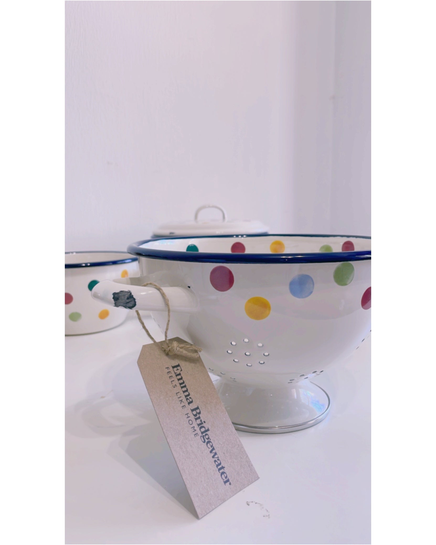 [imperfect] Polka Dot Enamel Colander