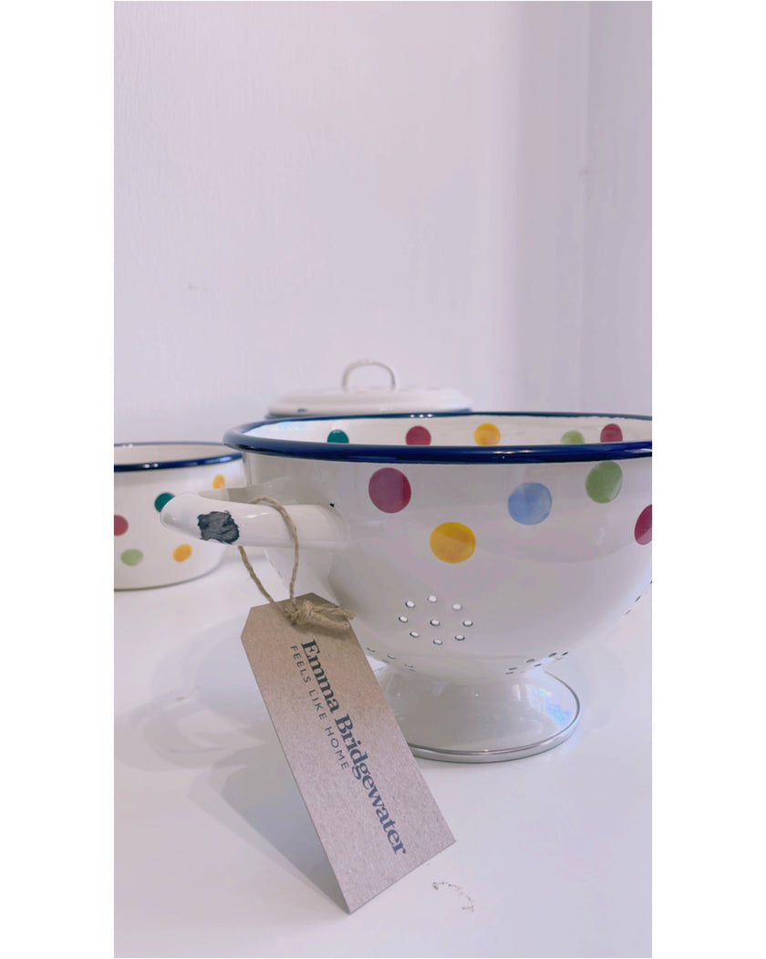 [imperfect] Polka Dot Enamel Colander