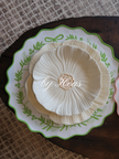 Embroidered Scallop Placemat – Bow Wreath 38cm