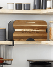 3-in-1 Black Bread Bin with Wooden Serving Board Lid