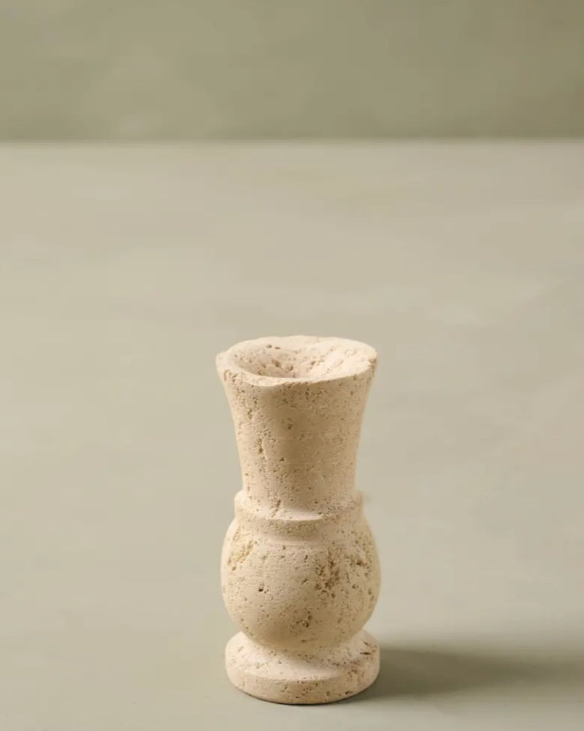Distressed Travertine Bud Vase