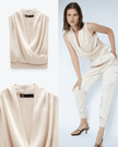 Satin Blouse with Crossed Front Detail