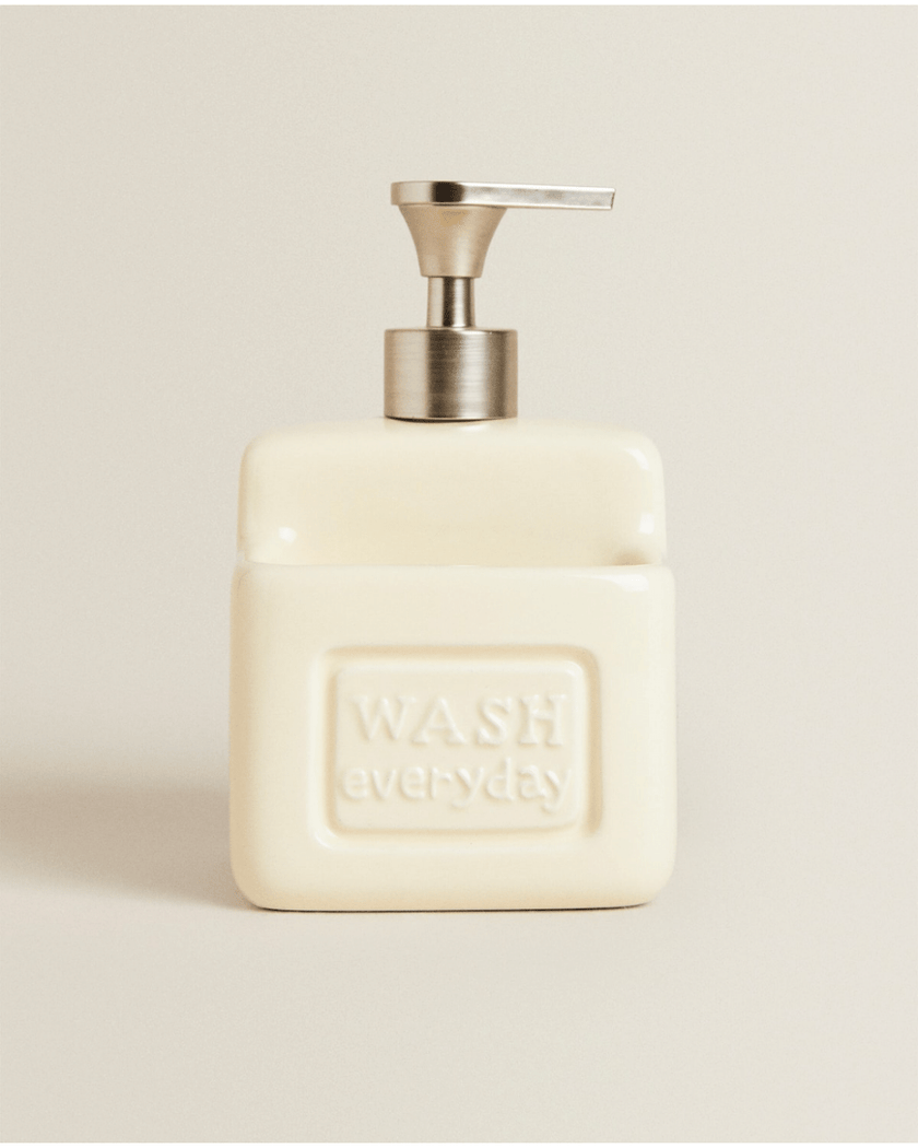 Washing Up Liquid Dispenser Small with Compartment in Cream