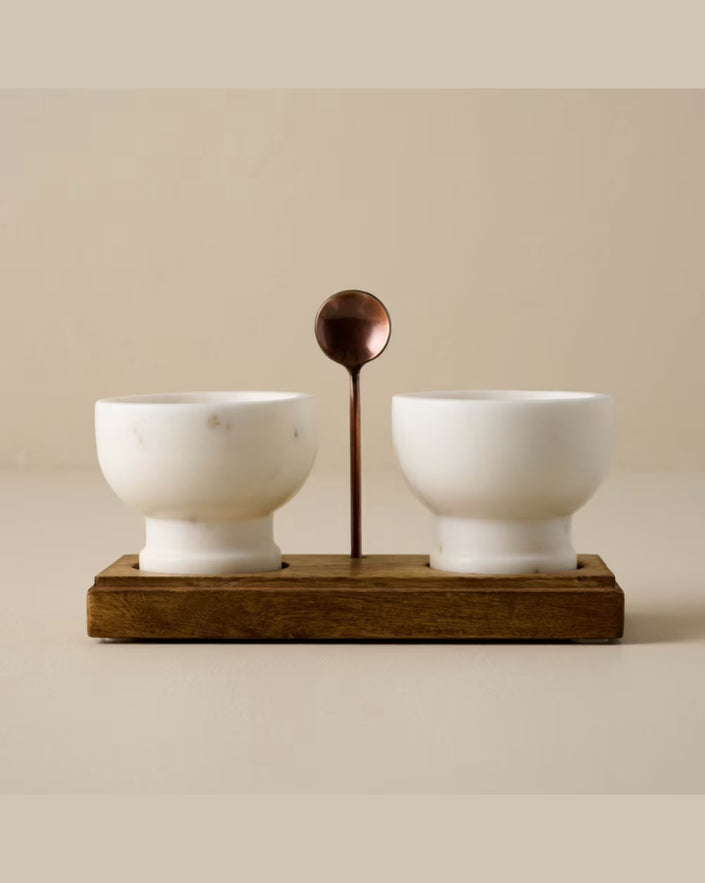 White Marble Salt + Pepper Set