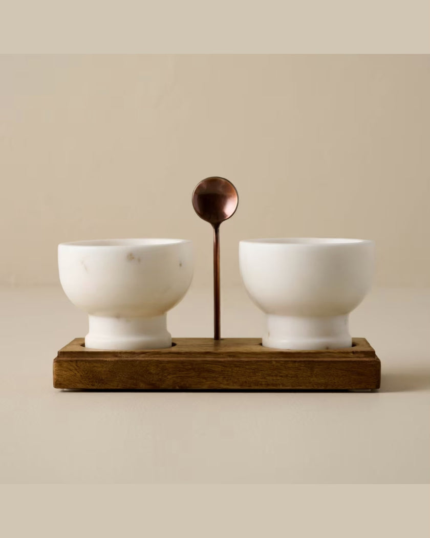 White Marble Salt + Pepper Set