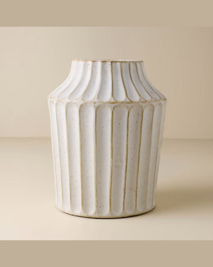 Reagan Ribbed White Vase (LARGE)