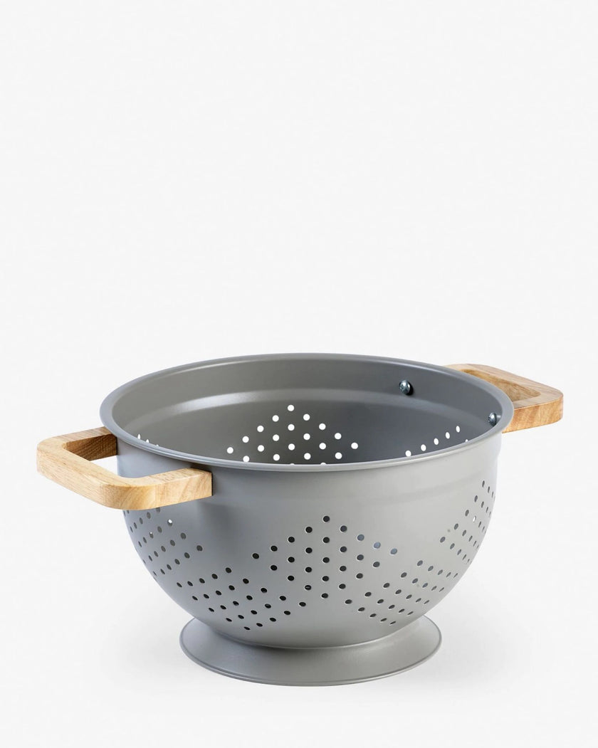 Matte Grey Colander with Wooden Handles – HÉAS